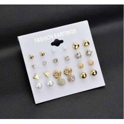 12 Pair Earrings Set for Women - Gold